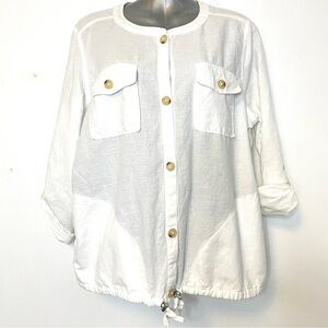 Liz Claiborne Linen Blend Button Down Top